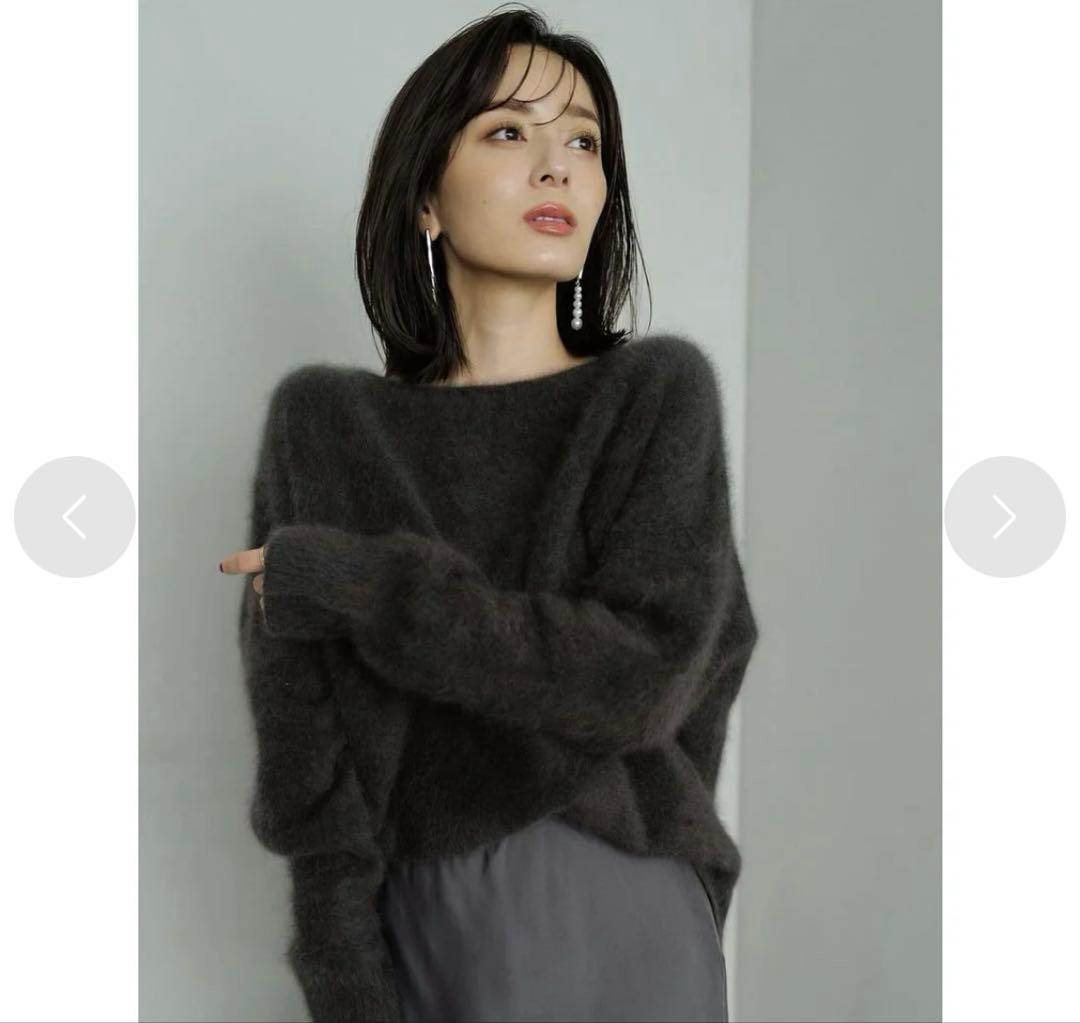 anuans ｜オフショルニットプルオーバーCHARCOALGREY アニュアンス anuans ラクーンオフショルニットプルオーバー