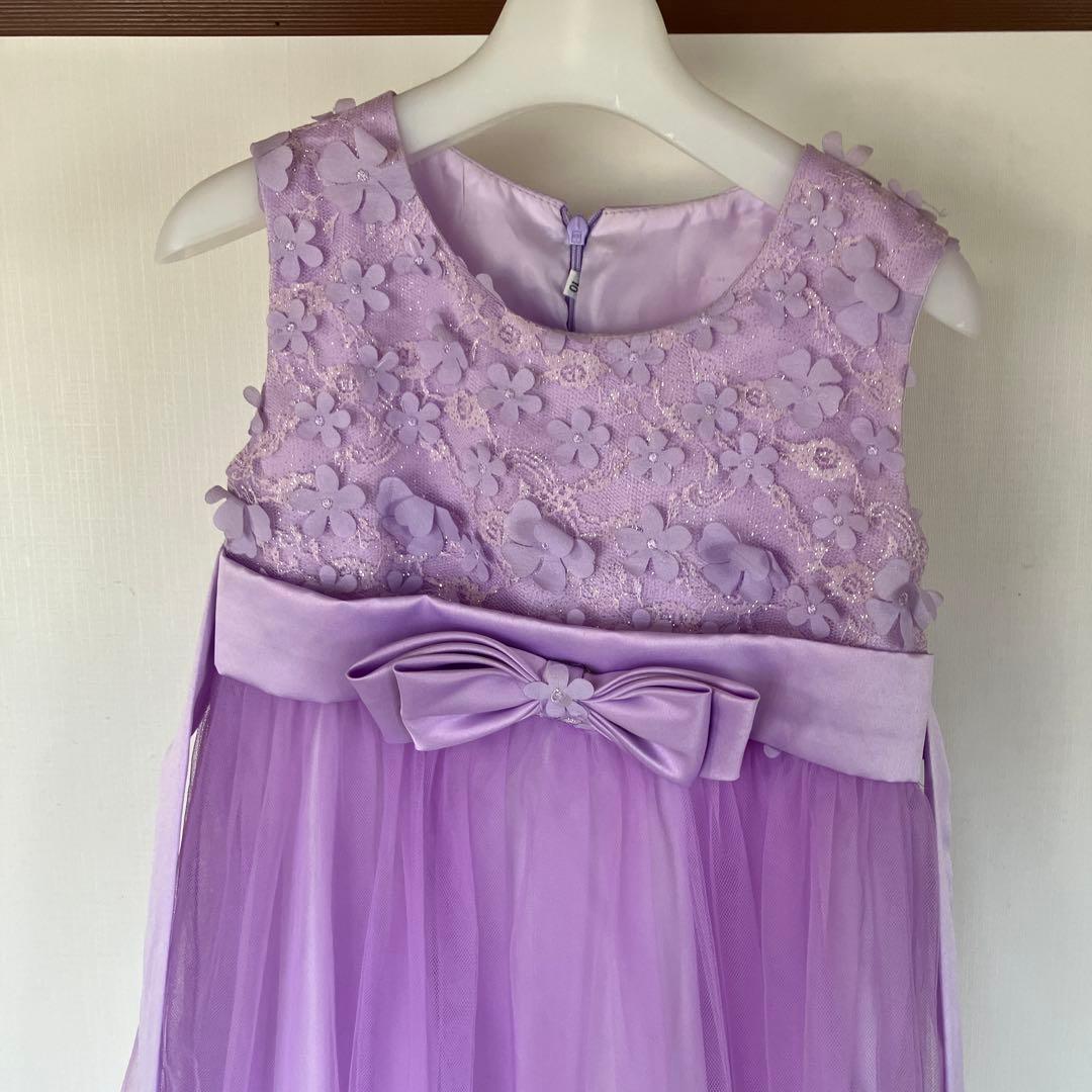 薄紫色 花柄刺繍ドレス サイズ120cmくらい - メルカリ