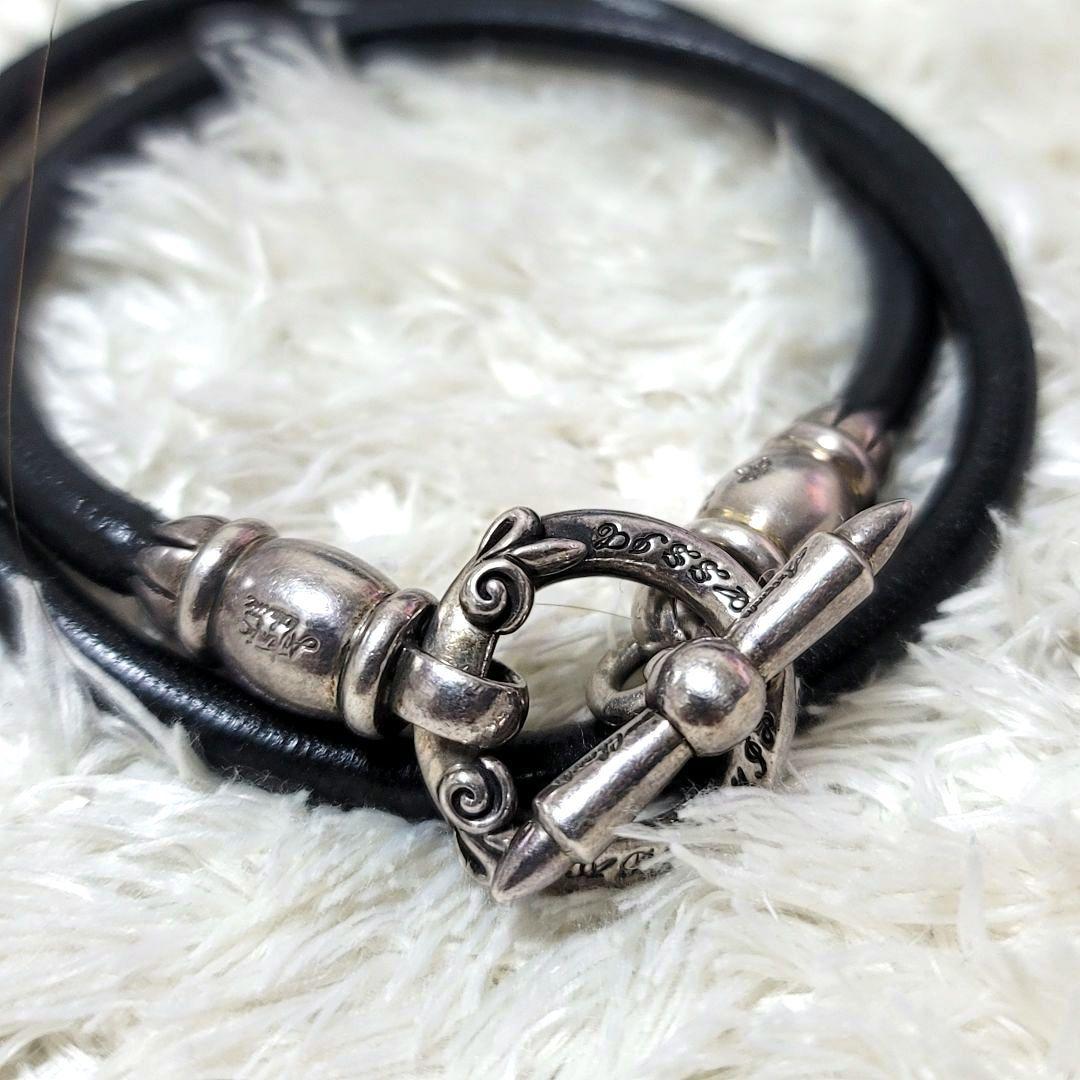 美品 アルテミスクラシック 2連 ブレスレット チョーカー レザー SV925