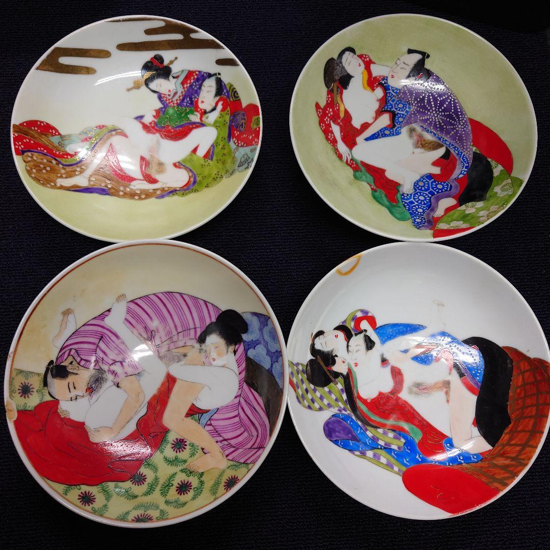 春画 骨董品 皿 椀 浮世絵 Ｎｏ．2(まとめ) 骨董／春画／絵皿／浮世絵／飾り皿 - メルカリ