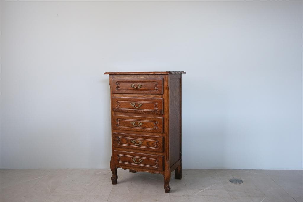 フランスアンティーク猫脚5杯ドロワー/木製チェスト/タンス/飾り棚(86-26) フランスアンティーク猫脚3杯ドロワー/木製チェスト/タンス飾り棚