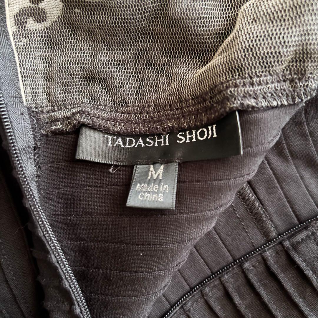 タダシショージ マキシワンピース ドレス レース 切替 ノースリーブ