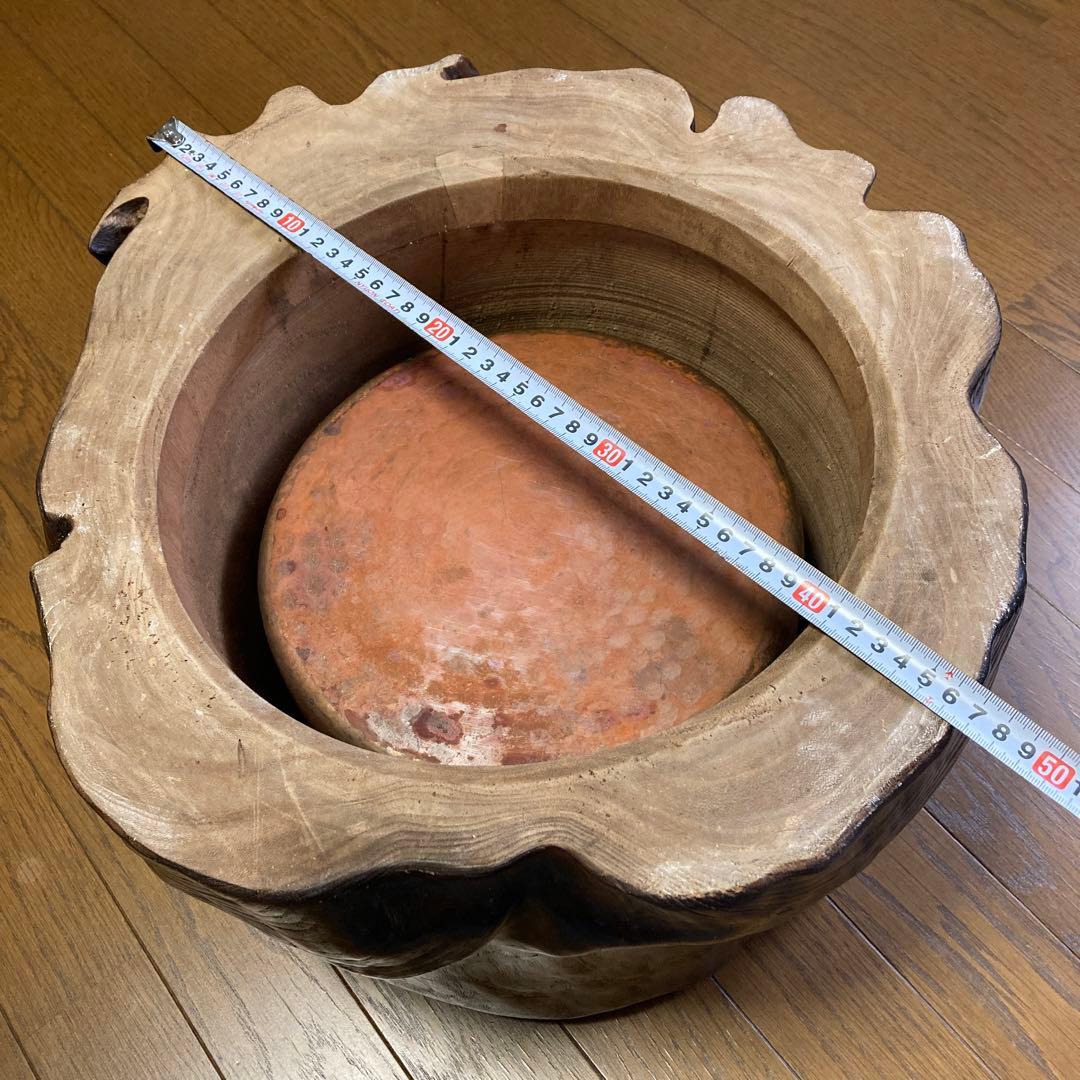 木製 火鉢 ダークブラウン 約40cm - メルカリ