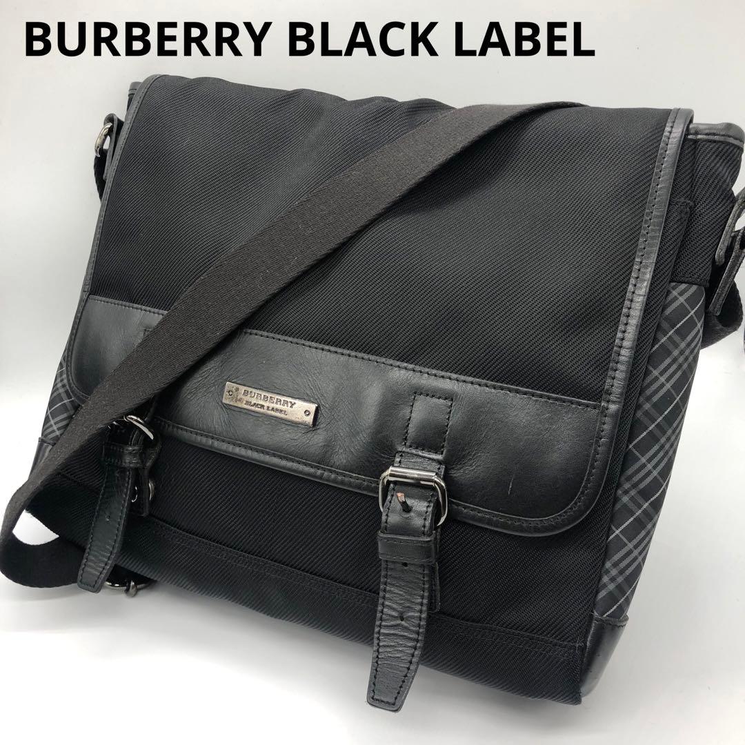 バーバリーブラックレーベル　メッセンジャーバッグ　ロゴプレート　ノバチェック BURBERRY BLACK LABEL（バーバリーブラックレーベル） 新品同様 クロス