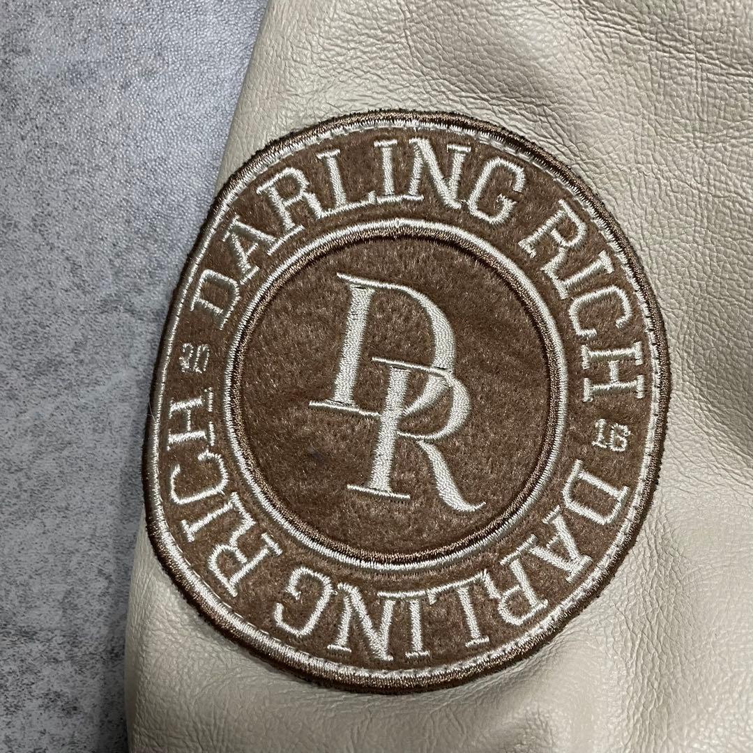 F】ダーリッチ Darich スタジャン ブラウン×アイボリー 合皮袖 中綿入