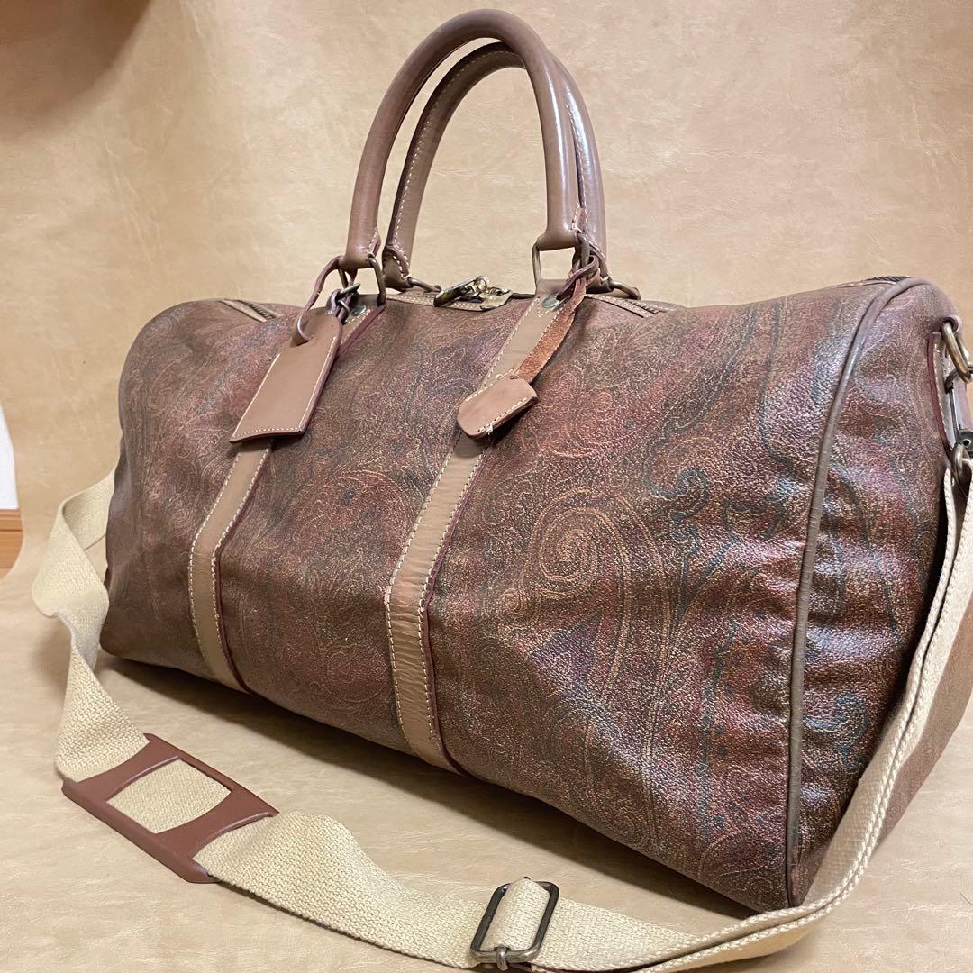 ETRO エトロ ペイズリー柄 ボストンバッグ 大容量 旅行 肩紐付き 2way