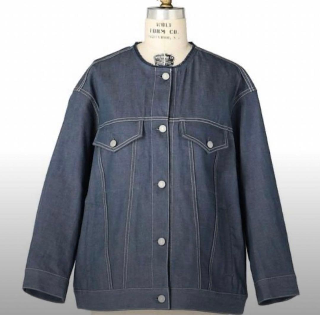 Drawer デニムノーカラージャケット ドゥロワー Gジャン 今季Summer Drawer デニムノーカラージャケット ドゥロワー Gジャン