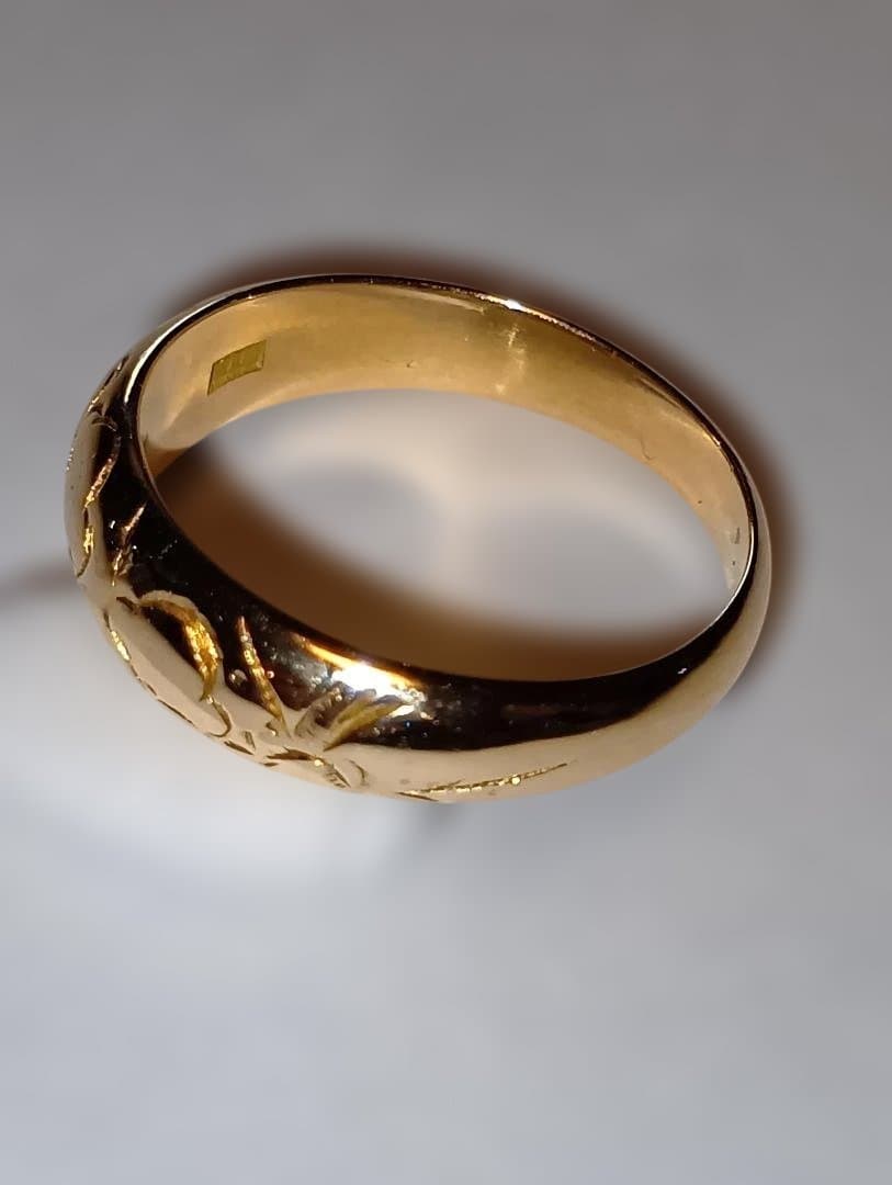 18金 K18 和柄 梅 デザインリング 男女 5.46g 17号