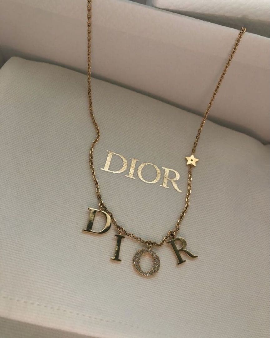 ネックレス Dior vintage】Christian Dior / Dior logo teardrop rhinestone necklace