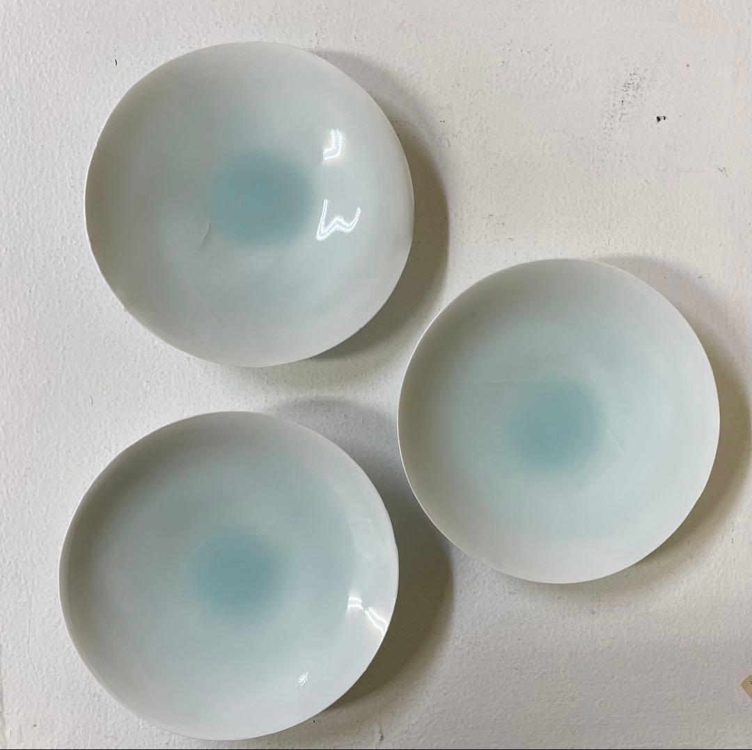 加藤委作品 青白磁皿3枚組