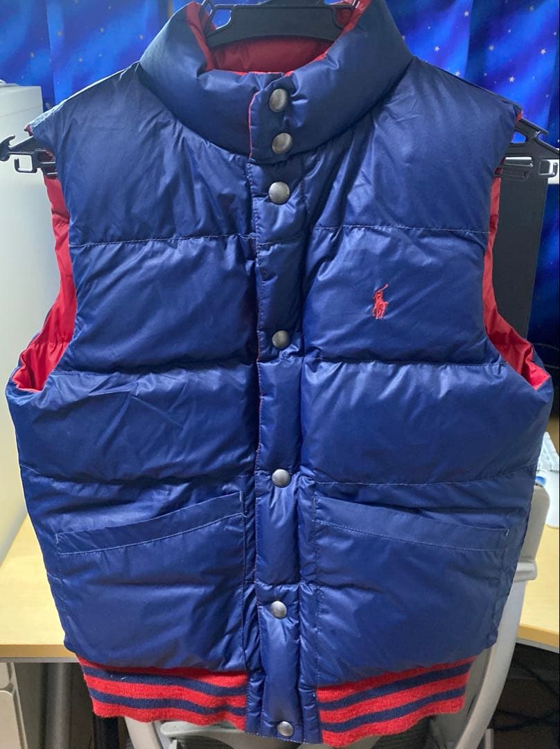 値下げ交渉OK】ラルフローレン リバーシブル ダウンベスト 150 M 赤 紺