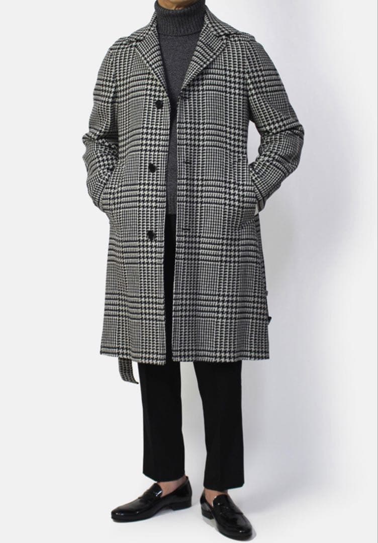 De Petrillo バルカラー ベルテッド コート 別注】De Petrillo ウールシルクナイロン バルカラーコート