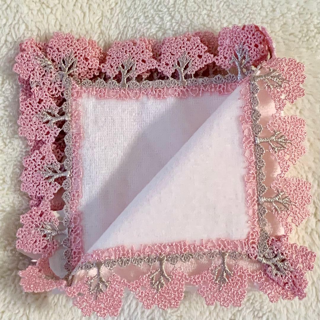 近沢レース 近沢レース タオルハンカチ サクラ 桜並木 ピンク Chikazawa