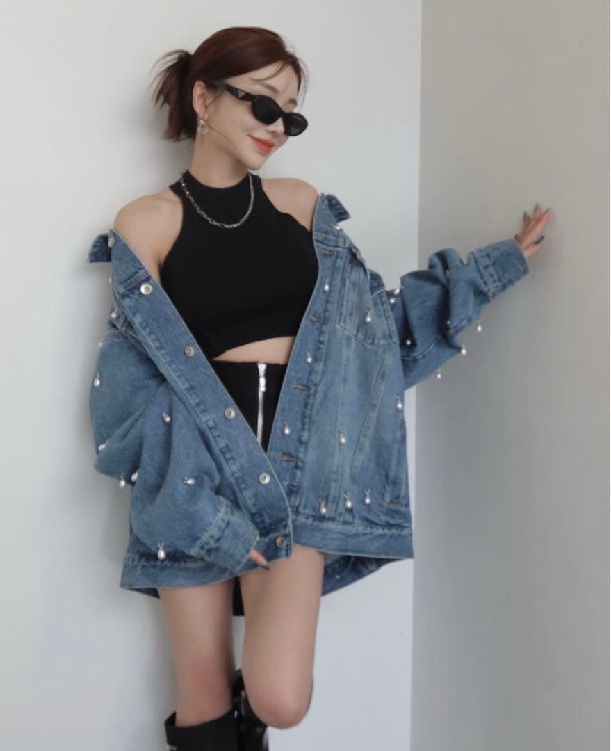 JOSE MOON オーバーデニムジャケットwith パール - メルカリ