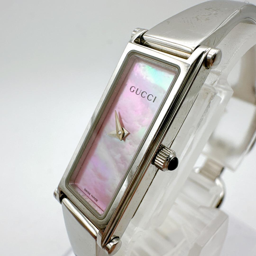 美品 稼動 GUCCI グッチ 1500L レディース腕時計 ピンクシェル 希少