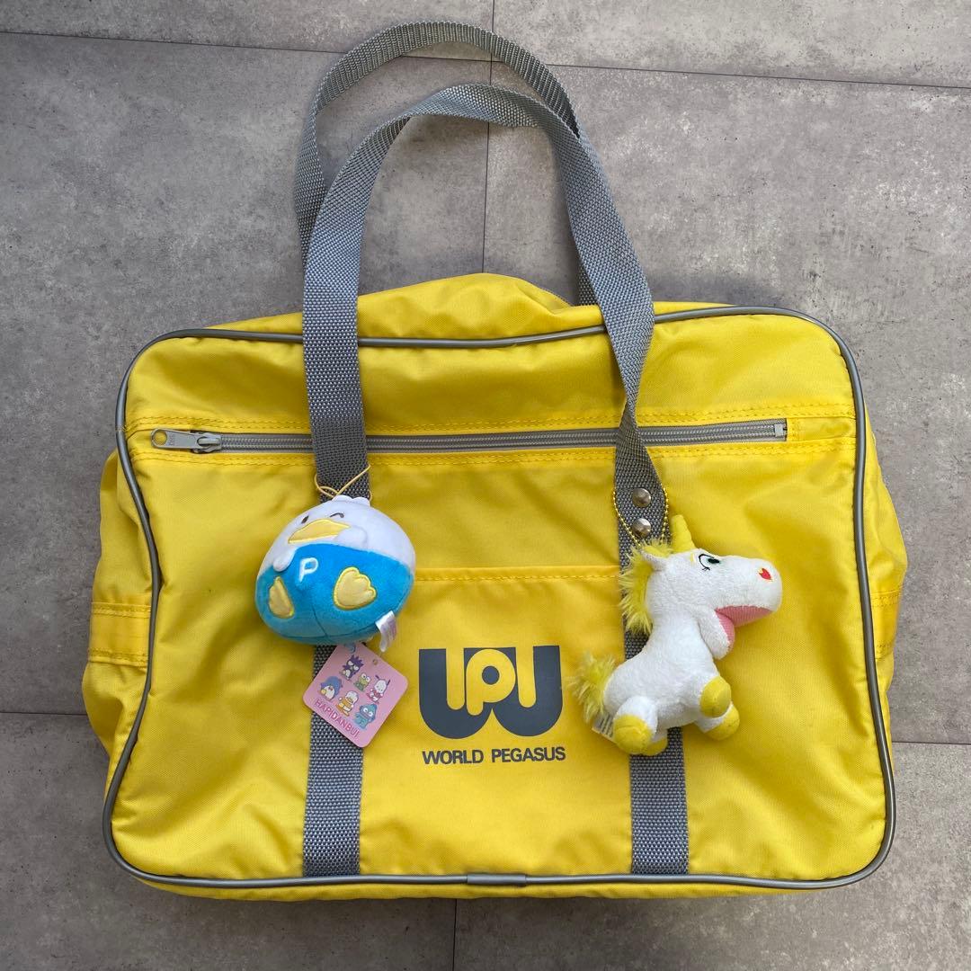ワッぺ イエロー 黄色 旧型 ワールドペガサス スクバ スクールバッグ　Y2K ワッぺ イエロー 黄色 旧型 ワールドペガサス スクバ スクールバッグ