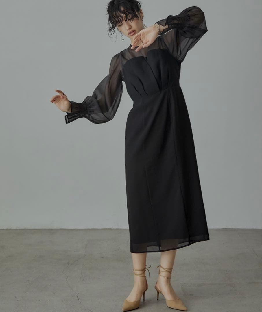 niana ニアナ ビスチェ風 ボリュームスリーブシフォンドレス 結婚式