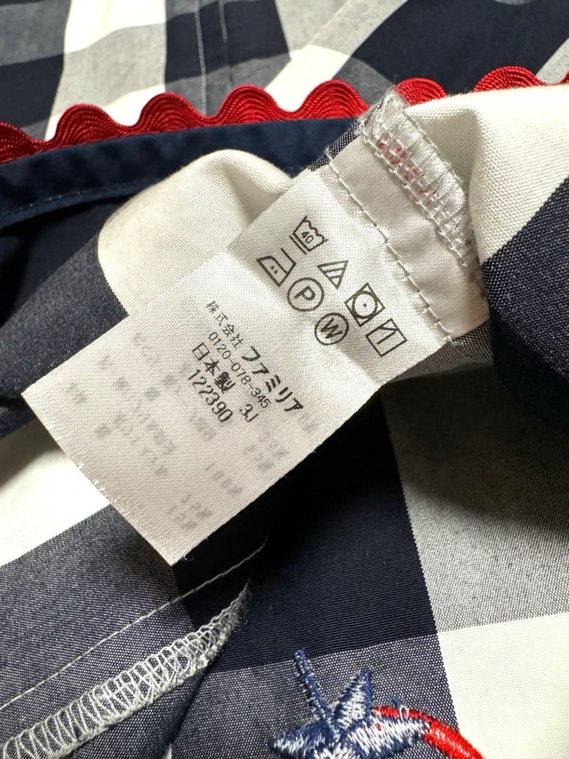 ☆美品☆ファミリア ギンガムチェック いちごワンピース 80 - メルカリ