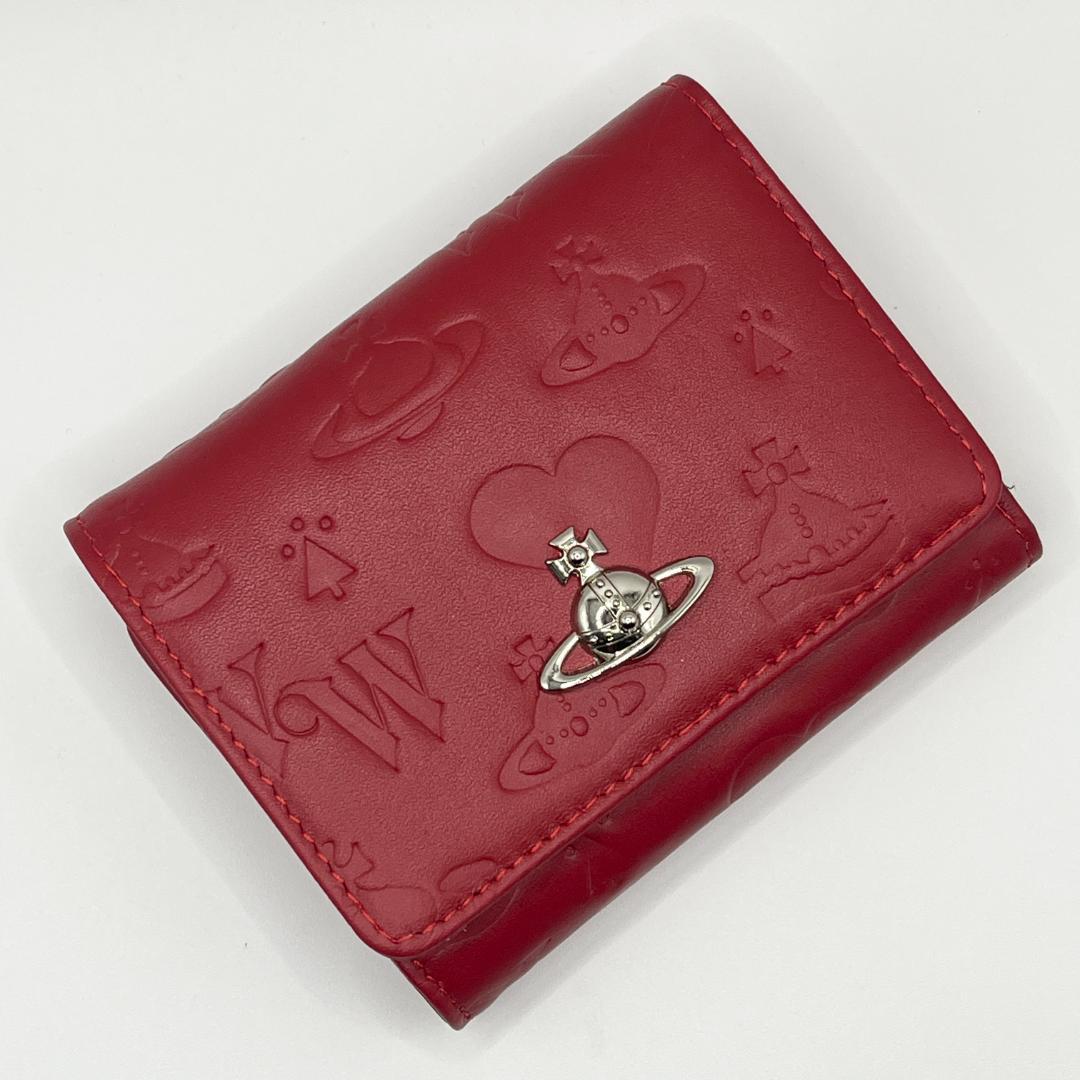 Vivienne Westwood 折財布 レッド 赤 銀 型押し がま口定番 - メルカリ