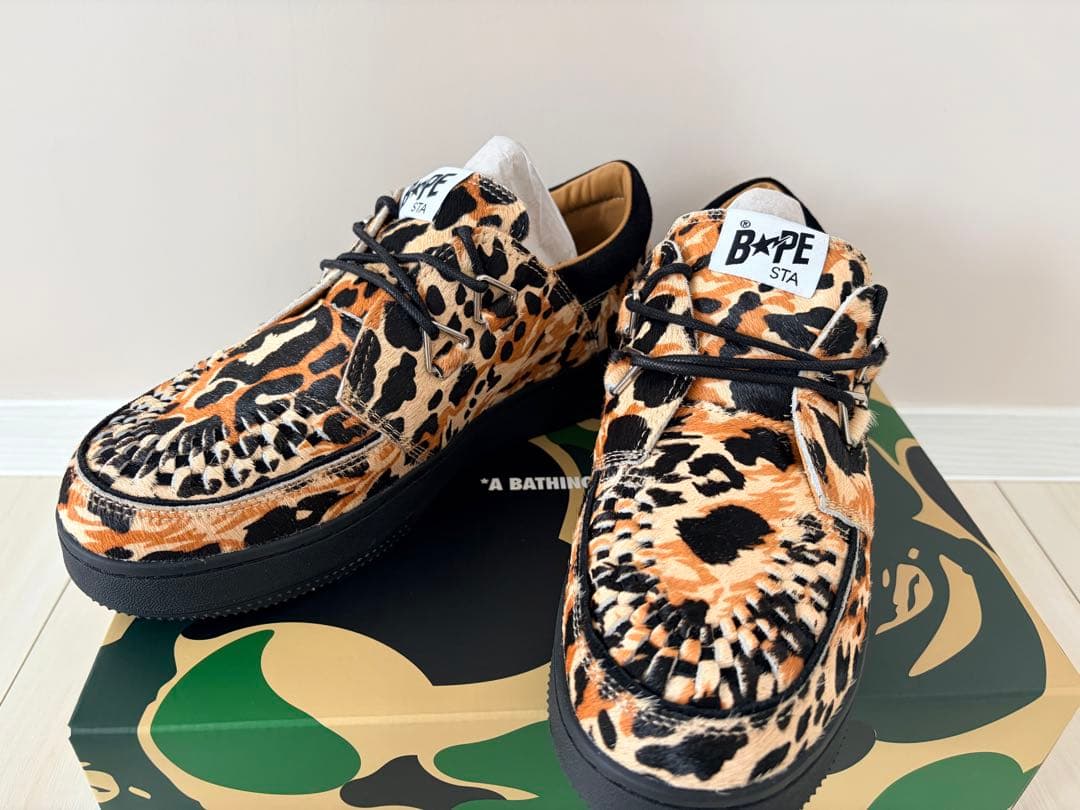A BATHING APE BAPE STA レオパード柄 AUTHENTIC APE BAPE LEOPARD ROAD STA BAPESTA BAPE STA NEW US 8.5