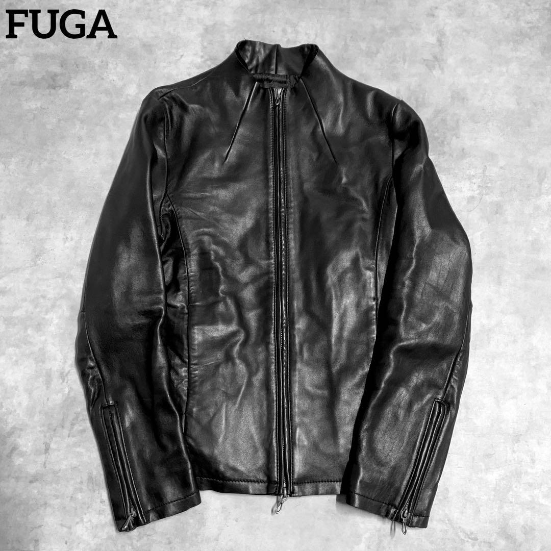 00s FUGA ラムレザー　ライダース　レザージャケット　ダブルジップ　Y2K 00s y2k 薄手 軽量 ダブルジップ ラムレザー ライダースジャケット