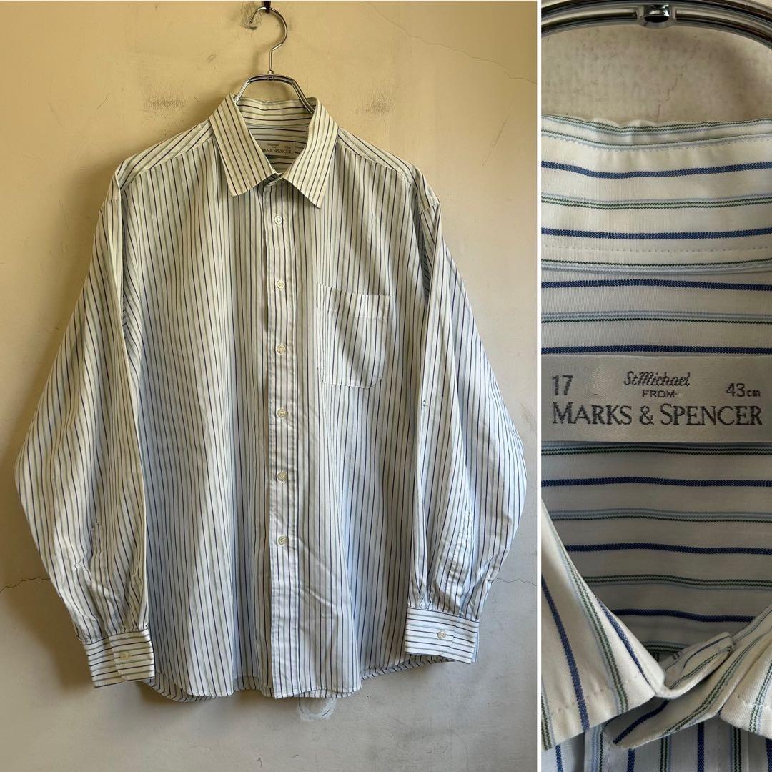 UK製 MARKS&SPENCER ストライプシャツ St.Michael 90s St Michael by M&S UK Leisure Shirt Made in UK – Vinson House