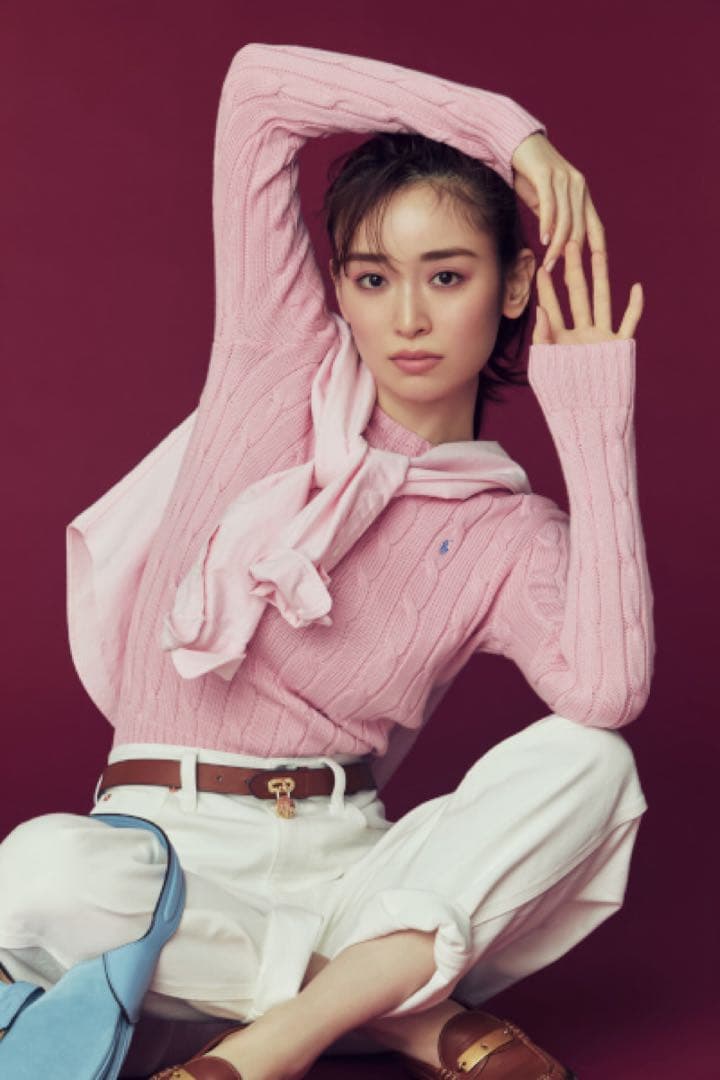 美品 ポロラルフローレン ケーブルニット ピンク コットン S - メルカリ