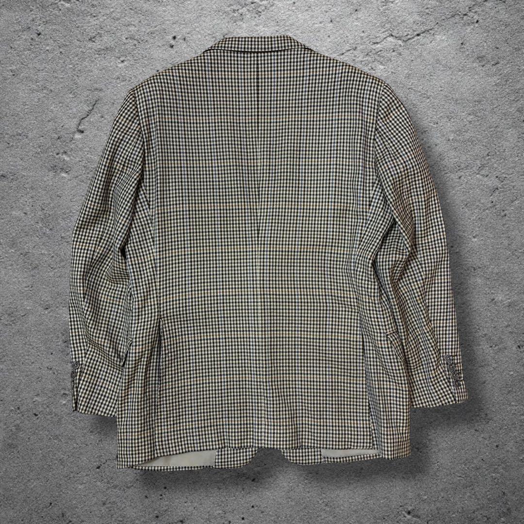 90sバーバリーズ千鳥格子チェックテーラードジャケットブラウンXL