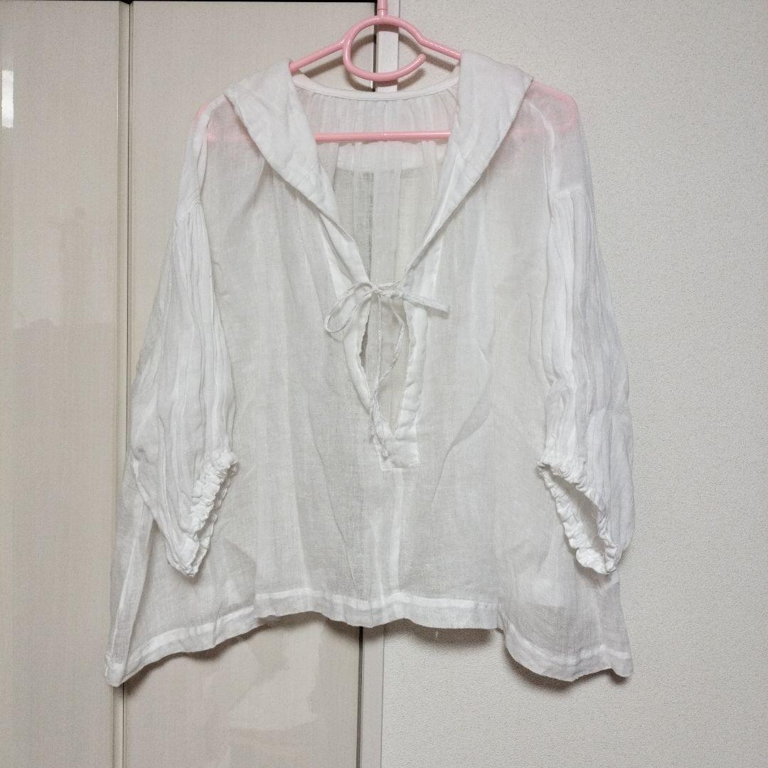 ネストローブ リネンガーゼ レース紐スモックブラウス - メルカリ