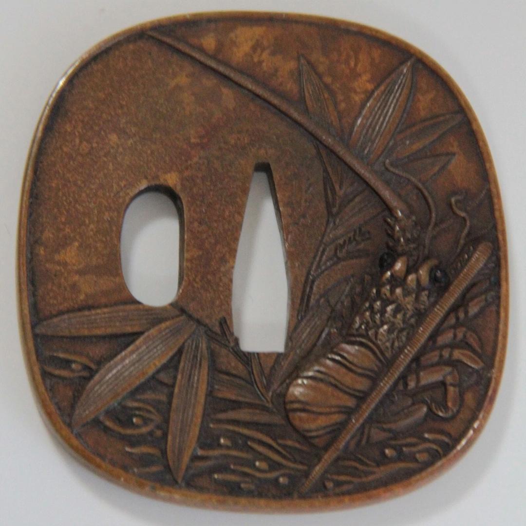 伊勢海老 鐔　刀鍔 日本刀 装具 刀装飾 つば 武具 ツバ 伊勢海老 鐔 刀鍔 日本刀 装具 刀装飾 つば 武具 ツバ