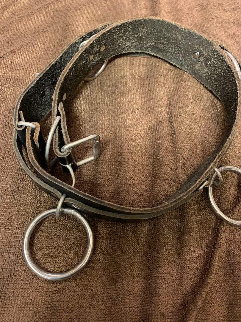 SID リング　レザー ベルト ブラック 5つ穴 Sid Vicious シド リング ベルト 牛革5連リング+アタッチメント パンク