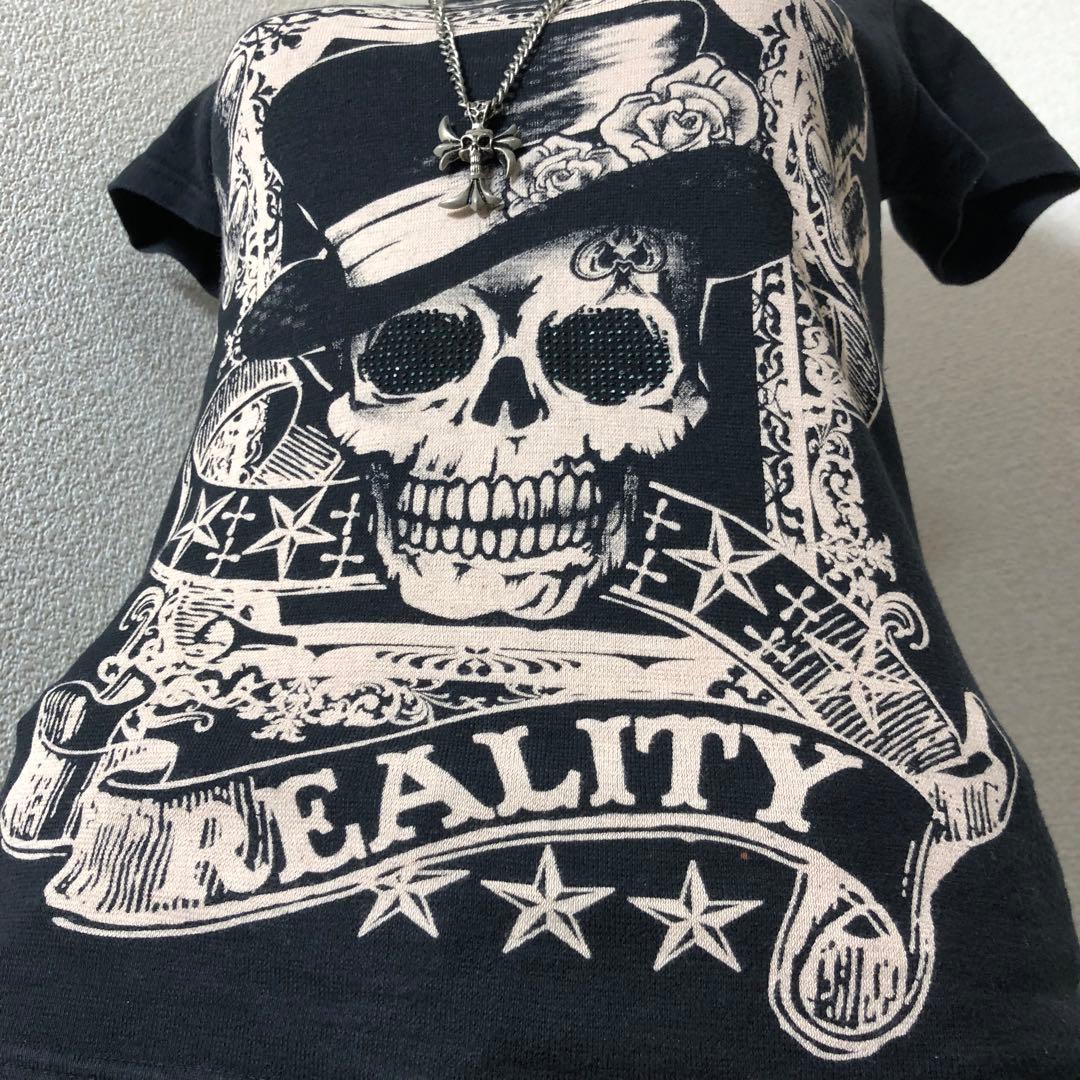 あ*様 平成ギャル ドクロ 骸骨 スカル punk サブカル ピッチTシャツ