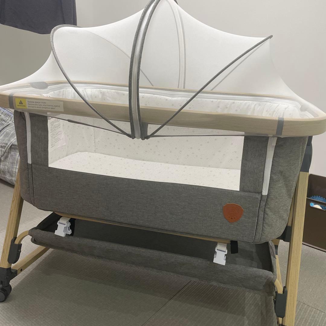 HZDMJ メッシュサイド ベビーベッド グレー HZDMJ メッシュサイド ベビーベッド グレー HZDMJ メッシュサイド
