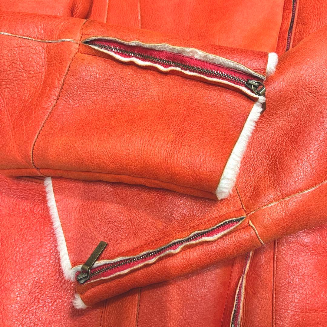 マブラン mabrun ムートンコート ボア メンズ オレンジ M 本革