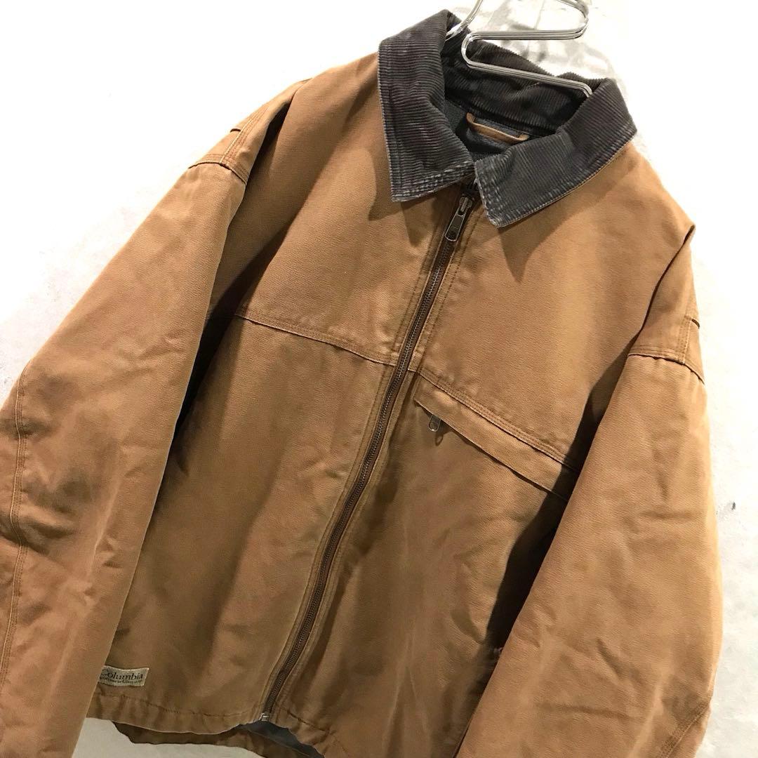 90ｓ ｃｏｌｕｍｂｉａ ダックジャケット ヴィンテージ ブラウン Ｌ Columbia コロンビア ダック地 チャックライナー 中綿ジャケット