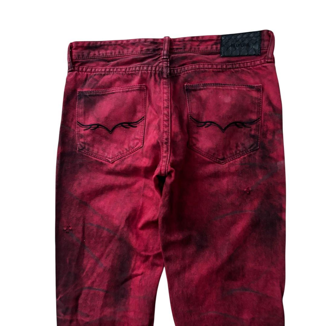 FUGA grunge design flare denim Red y2k