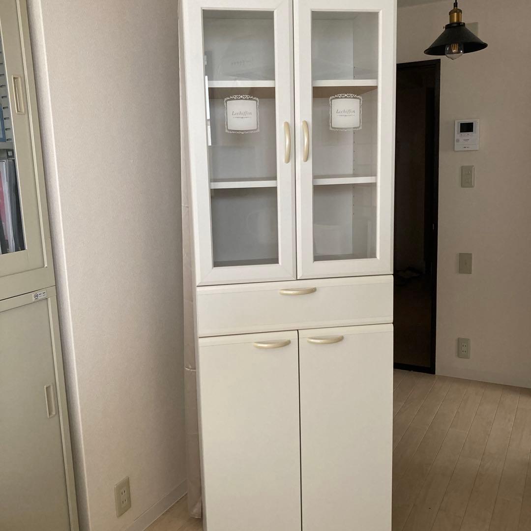 ホワイト ガラス扉付き収納 食器棚 Amazon｜Timechee 食器棚 キッチン収納 キャビネットガラス扉付き 幅80