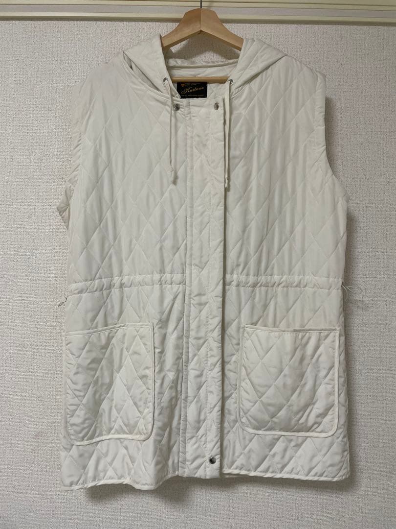 Kastane ホワイト フード付き キルティングベスト - メルカリ