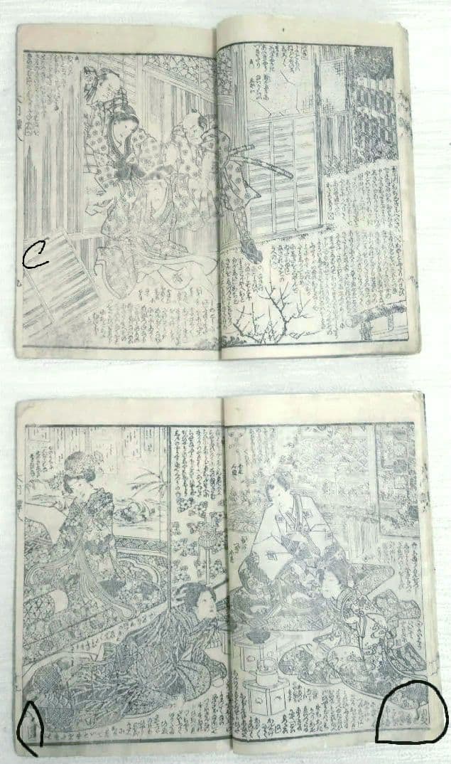 合巻、斐那(比奈)乃都大内譚8編上下2冊版画