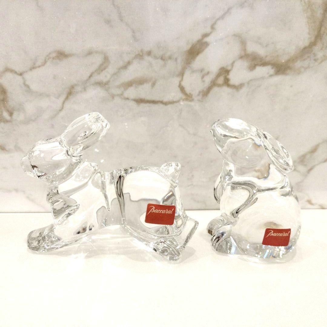 美品　Baccarat　バカラ　クリスタル　うさぎ　動物　フィギュリン　オブジェ バカラ クリスタルフィギュア 干支 兎 うさぎ クリア 2815125