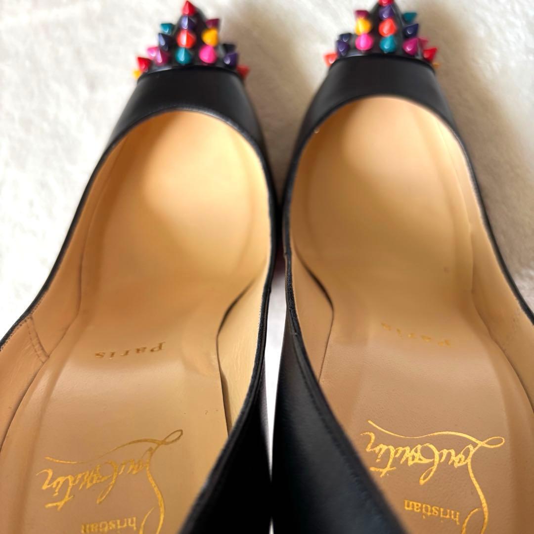 極美品 ルブタン パンプス 37 スタッズ ヒール 黒 レッドソール 購入