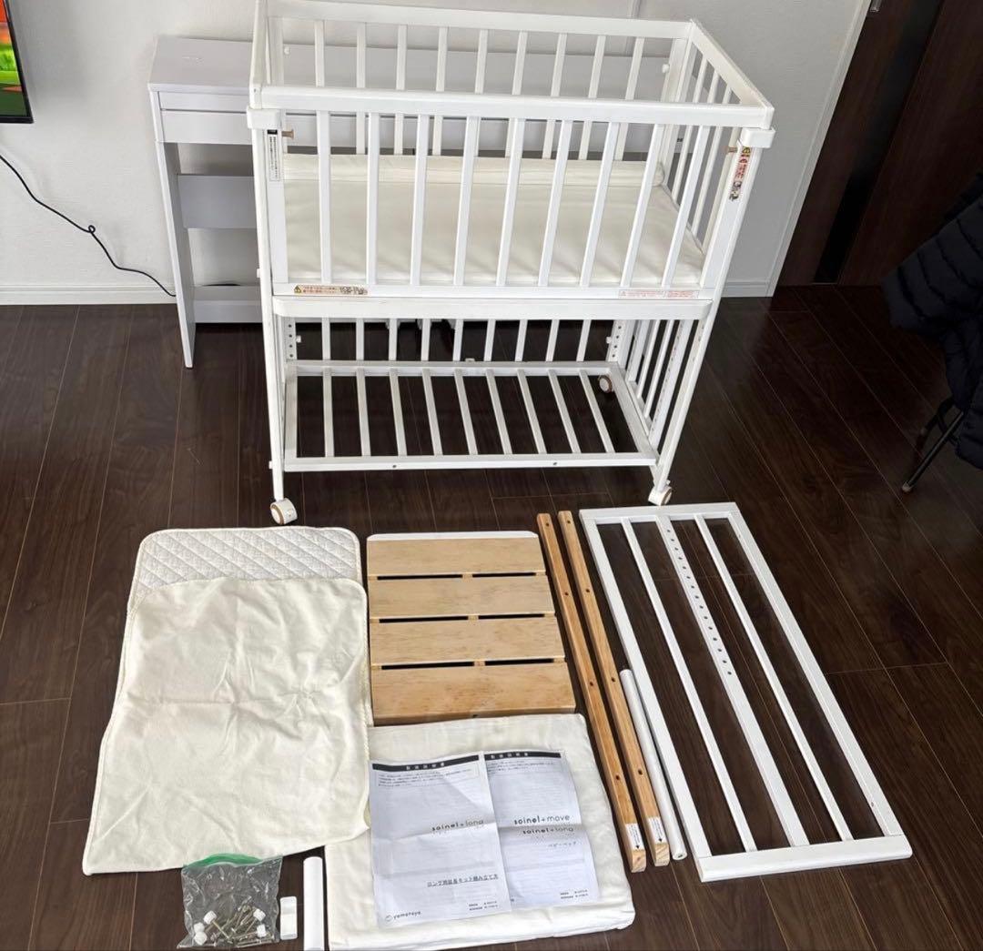 【専用②】そいねーる+ロング ＋ムーブ ホワイト ベビーベッド 添い寝 楽天市場】ベビーベッド そいねーるAD ミニ キャスター付き yamatoya