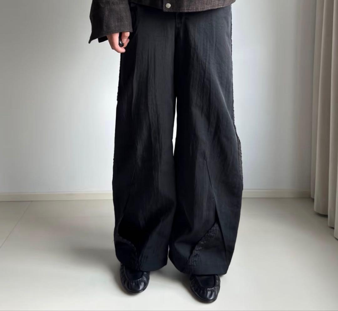 NULLUS ヌルース 25ss INTERTWINED TROUSERS 黒 NEW ARRIVAL - NULLUS 25AW Intertwined Structure Tailored Trouser