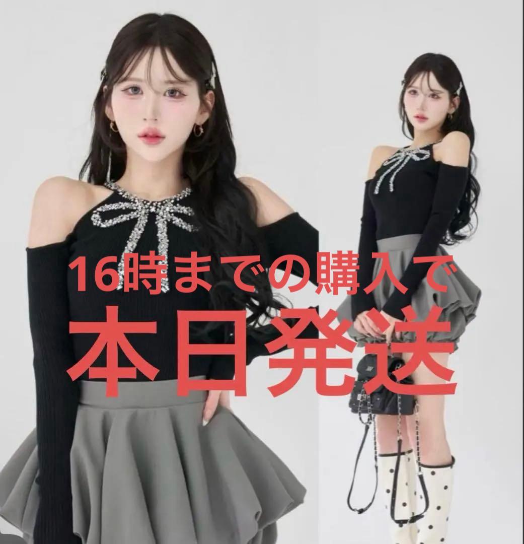 新品タグ付き ダーリッチ リボンビジューアメスリニットトップス