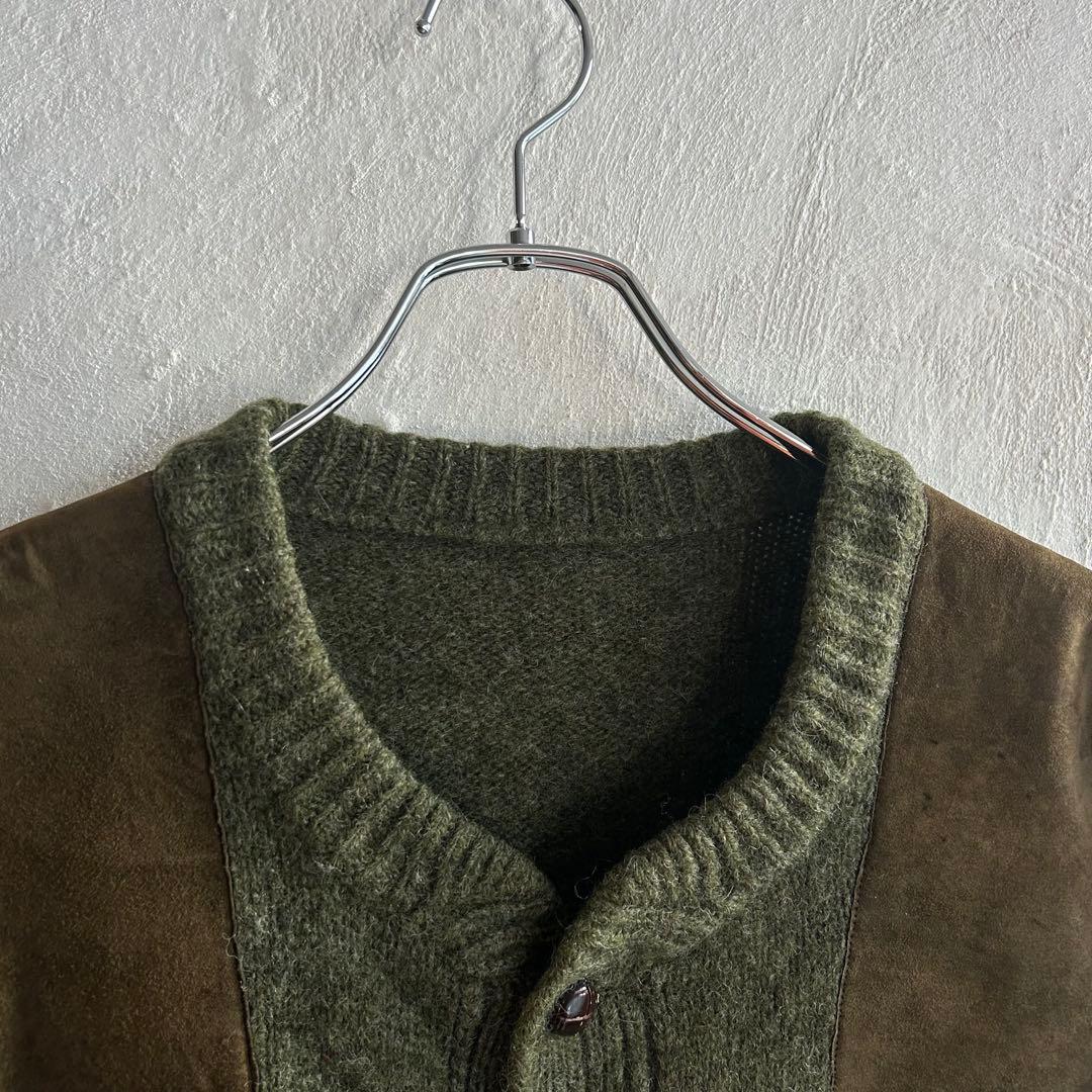ドイツ製 ショルダーパッチ エルボーパッチ カーディガン オリーブ