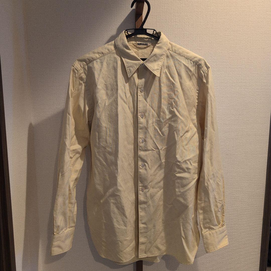AURALEE クリーム色 長袖シャツ BEAMS（ビームス）AURALEE / WASHED FINX TWILL SHIRT（シャツ
