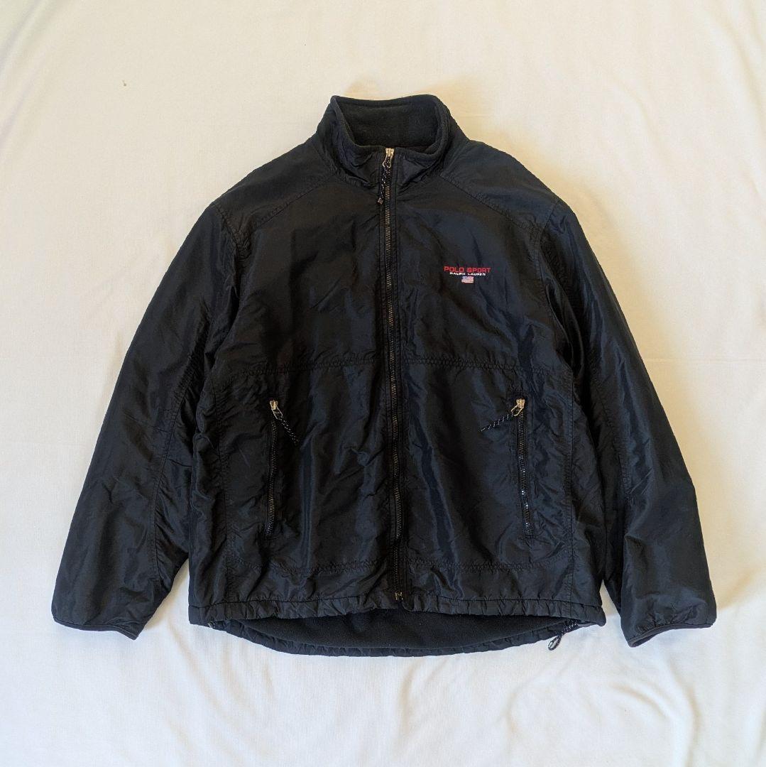 Polo Sport　ナイロン × フリース　ポロスポ　90s　Y2K 90s POLO SPORT Fleece Lined Nylon Jacket 黒 M ポロスポーツ Ralph