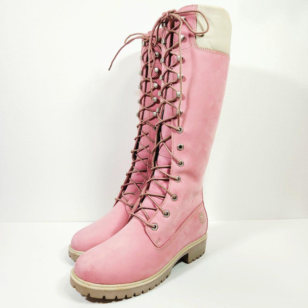 Timberland 14インチ プレミアムロングブーツ 13ホール ピンク - メルカリ