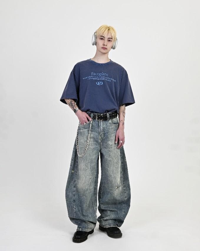 L2079 カジュアルダメージバルーンデニムM 地底人ONLINE