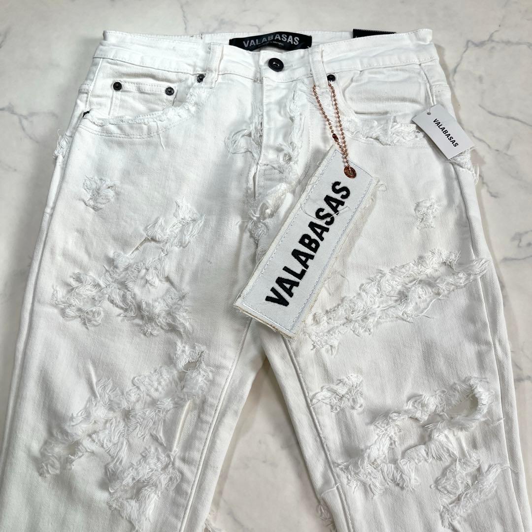 valabasaバラバサス ハードクラッシュスキニーフレアデニム ホワイト